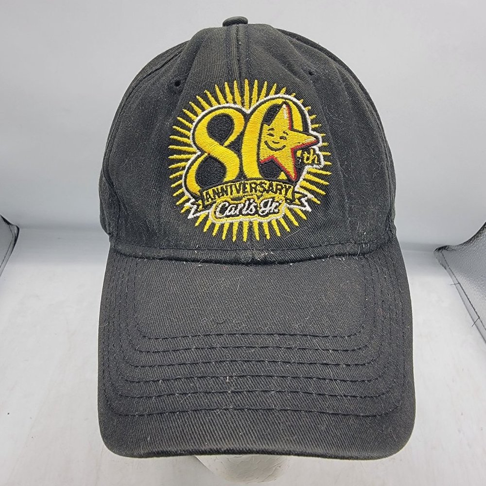 Carls Jr 80th Anniversary Hat Adjustable Employee Uniform Black Baseball Cap